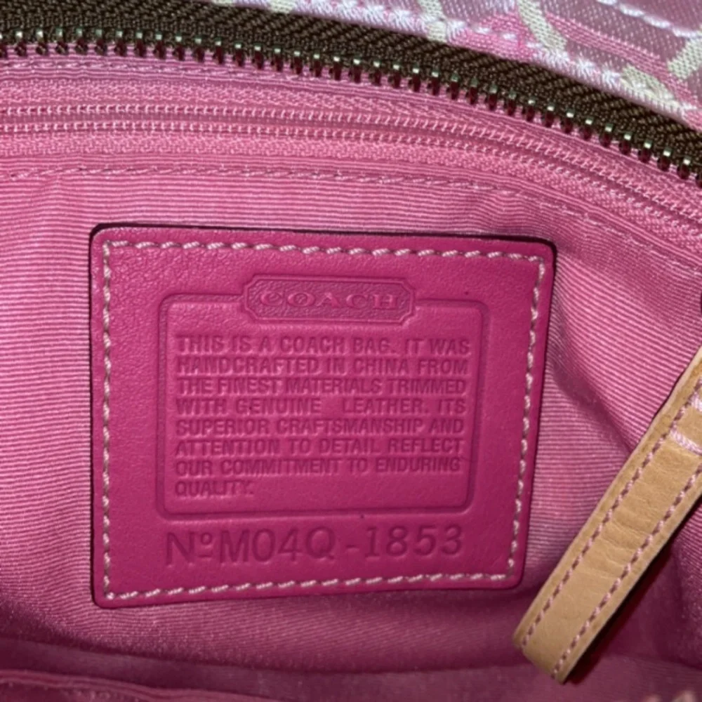 Coach Pink Signature Jacquard Tote with Cream Trim - Picture 3 of 15